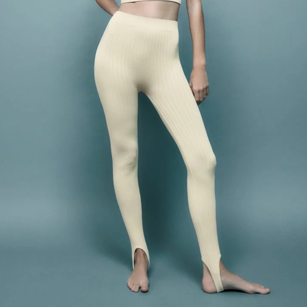 Zara limitless contour stirrup beige leggings